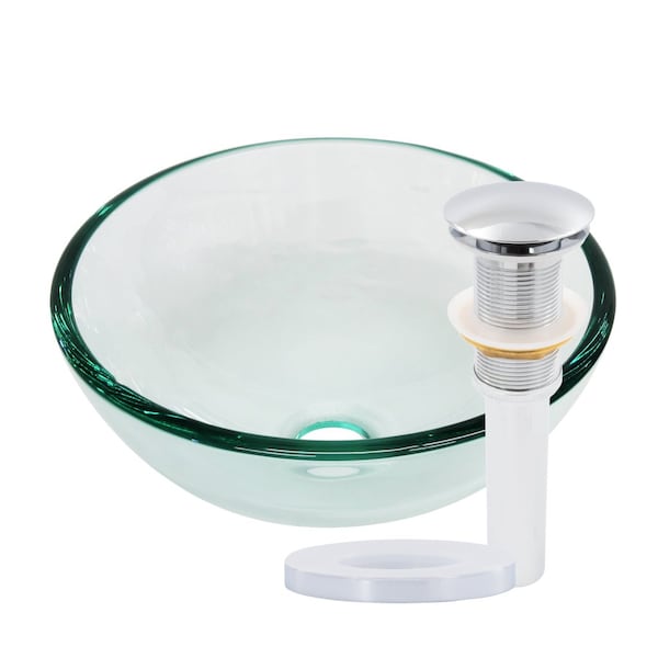 Novatto Mini 12-inch Clear Glass Vessel Bathroom Sink Set in Chrome TIG-8048-12CH - main